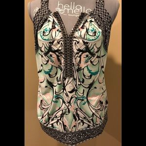 WHBM colorful top. Beaded down the front.